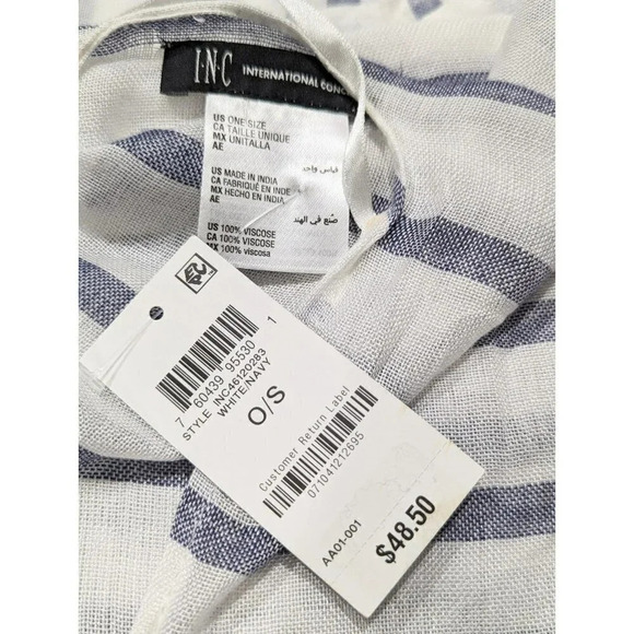 INC Women's White & Navy Striped Tie Topper O/S (MSRP $49) - Picture 6 of 6